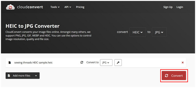 Cloudconvert Convert Button