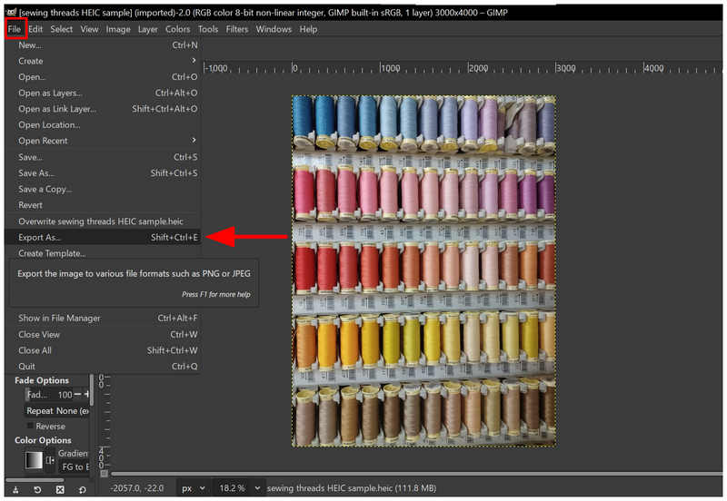 Gimp File Export As