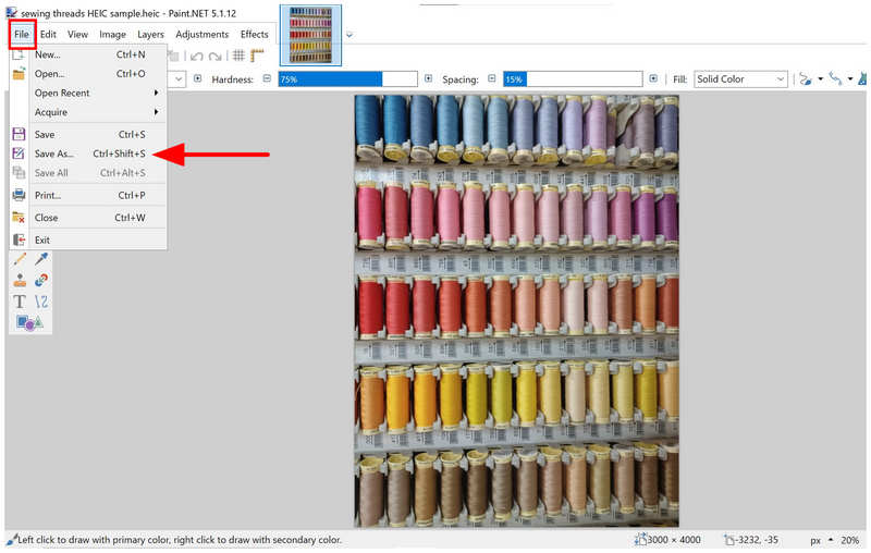 Paint Net File Save As