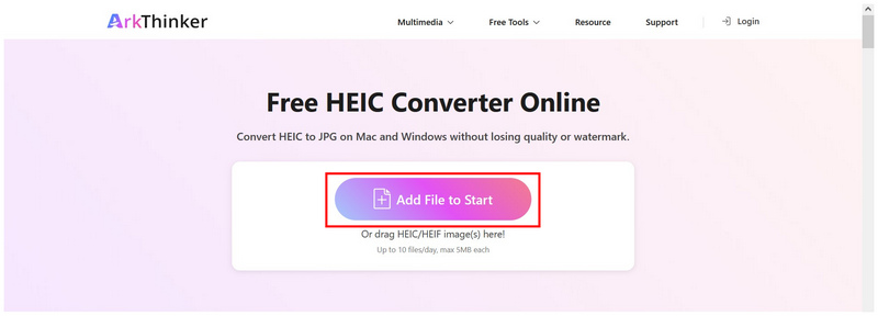 Arkthinker Heic Converter Add Files Button