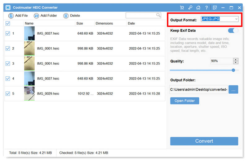 Coolmuster Heic Converter Output Format