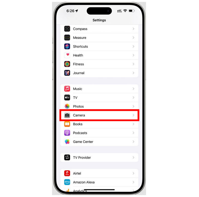 Camera Settings Select Camera