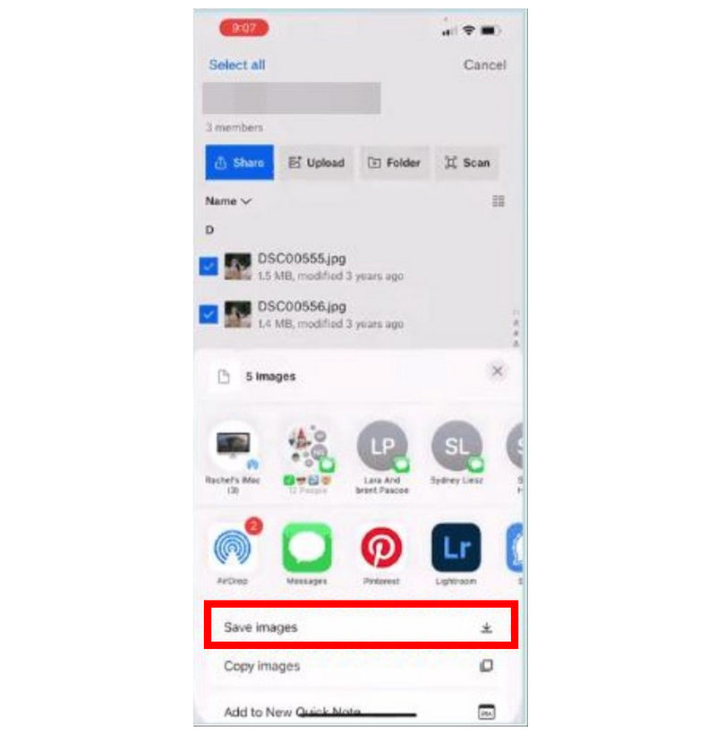 Dropbox Export Save Images