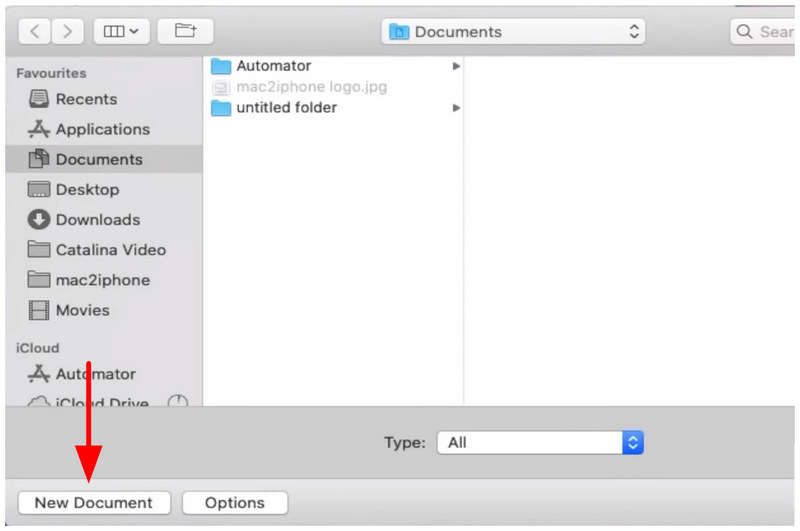 Automator New Document