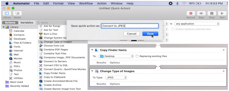 Automator Quick Action Rename