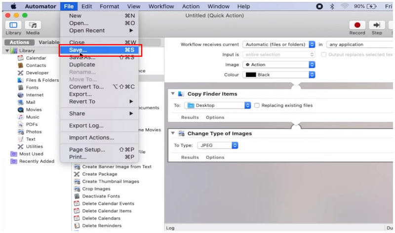 Automator Save Quick Action