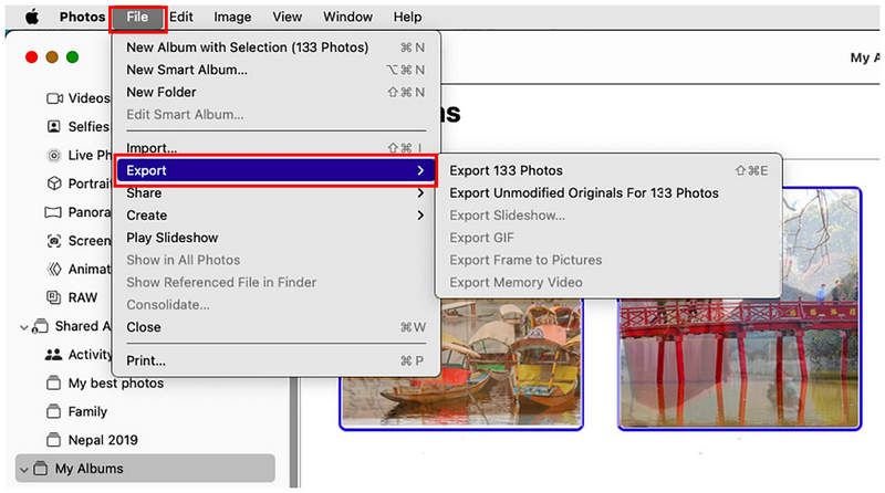 Photos App File Export Images