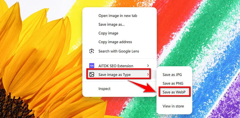 Convert PNG to Webp Chrome Extension