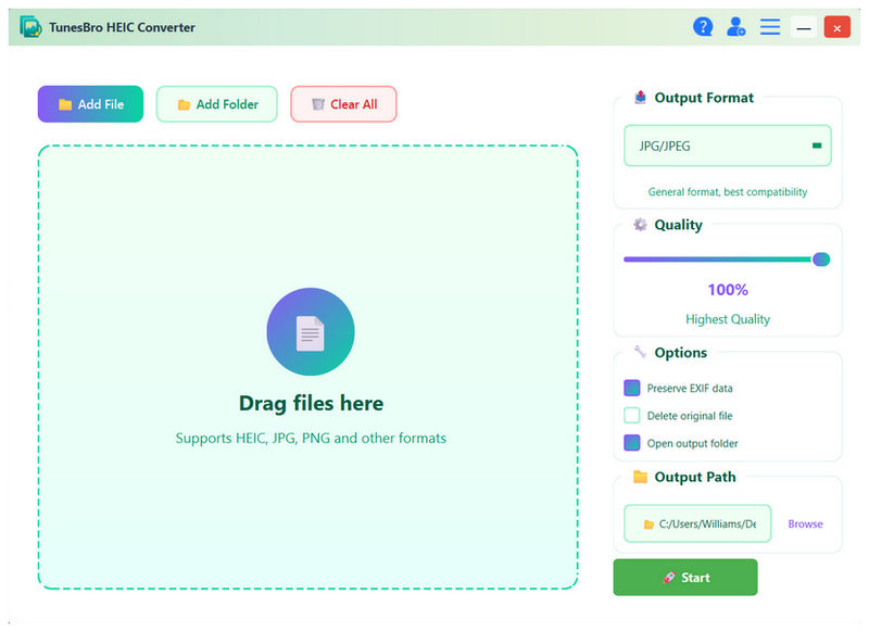 Tunesbro Heic Converter Main Interface