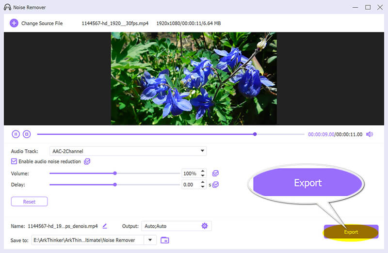 Export Video With Noise Removal