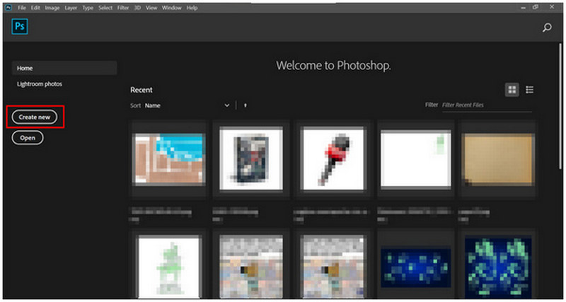 Adobe Photoshop Create New