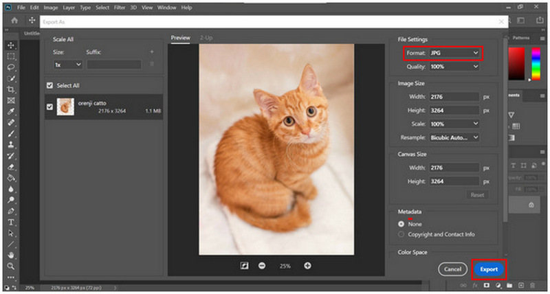 Adobe Photoshop Format Set Export