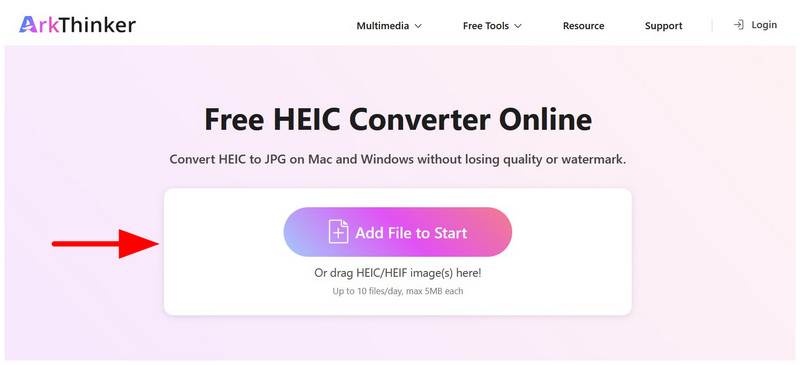 Arkthinker Heic Converter Add Files Button
