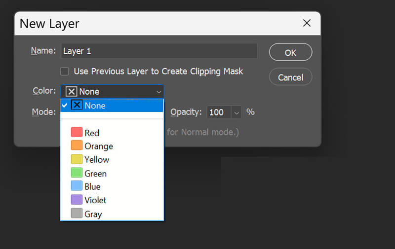 Photoshop New Layer Color