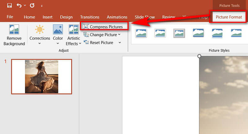 Compress Pictures Option Powerpoint