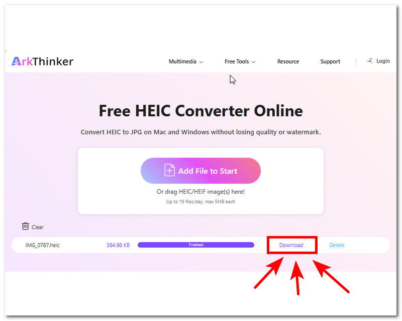 Click Download Button