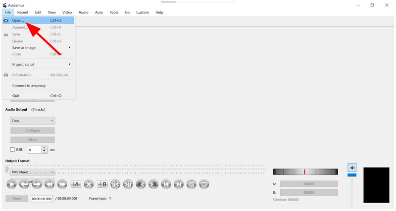 Avidemux File Open