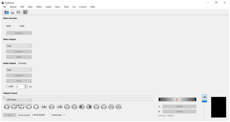 Avidemux Main Interface