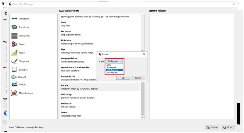 Avidemux Rotate Angle