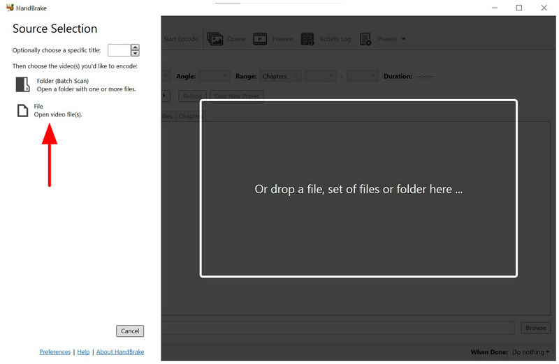 Handbrake File Open