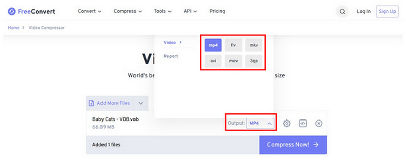 Freeconvert Select Output