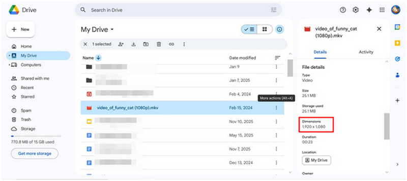 Google Drive Dimensions