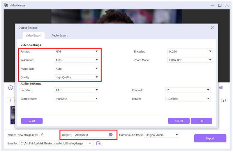 Arkthinker Video Converter Ultimate Output Settings