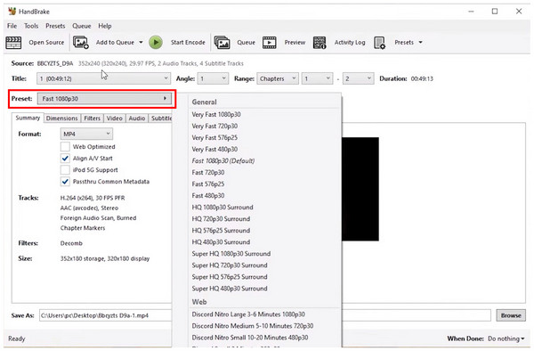 Handbrake DVD Preset