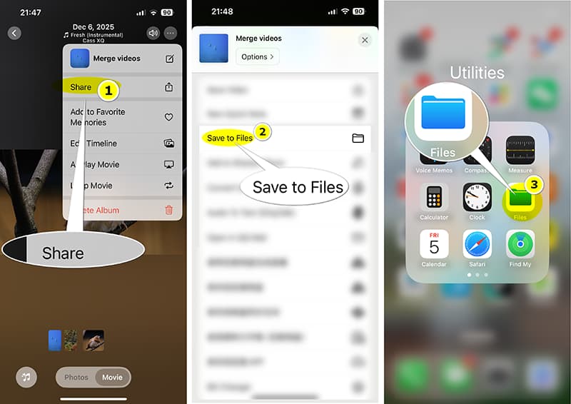 Save Merged Video On iPhone