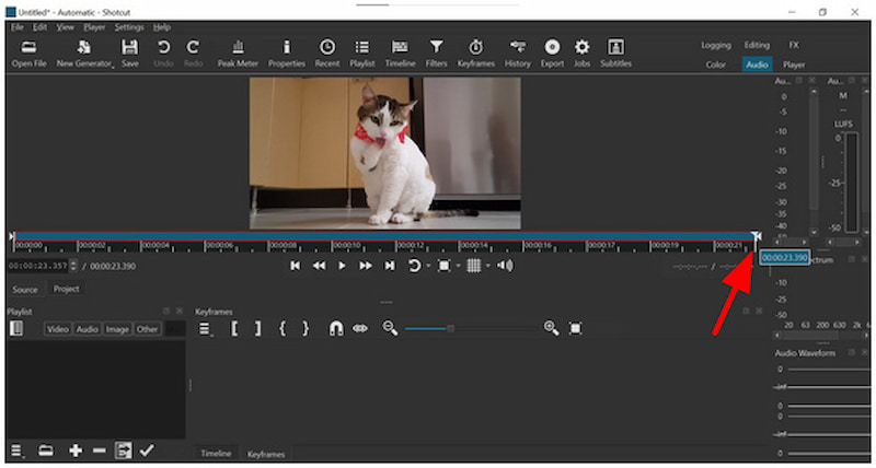 Shotcut End Timeline