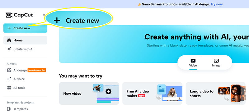 Create New In Capcut