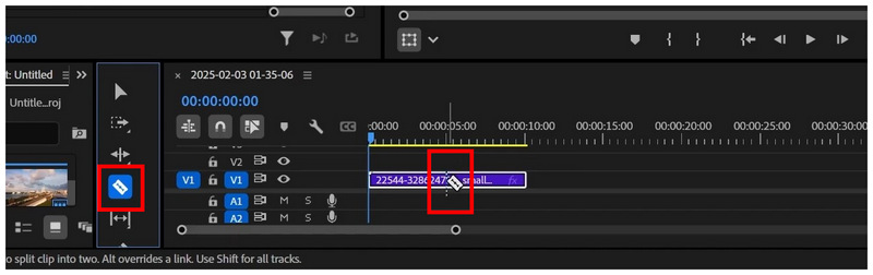 Premiere Pro Seamless Loop Razor Tool
