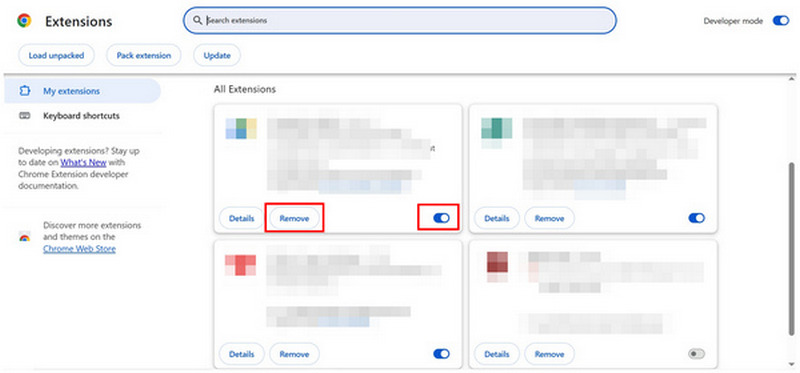 Chrome Remove Off Extension Button