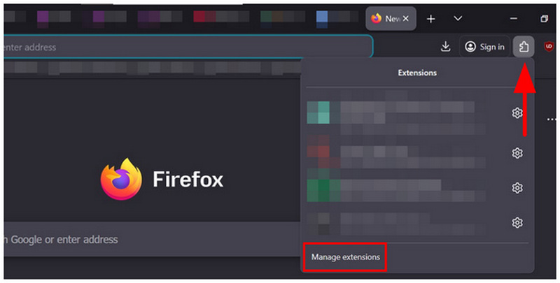 Firefox Manage Extensions