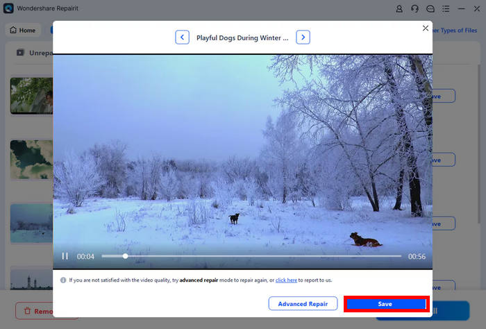 Wondershare Repairit Click Repair Save