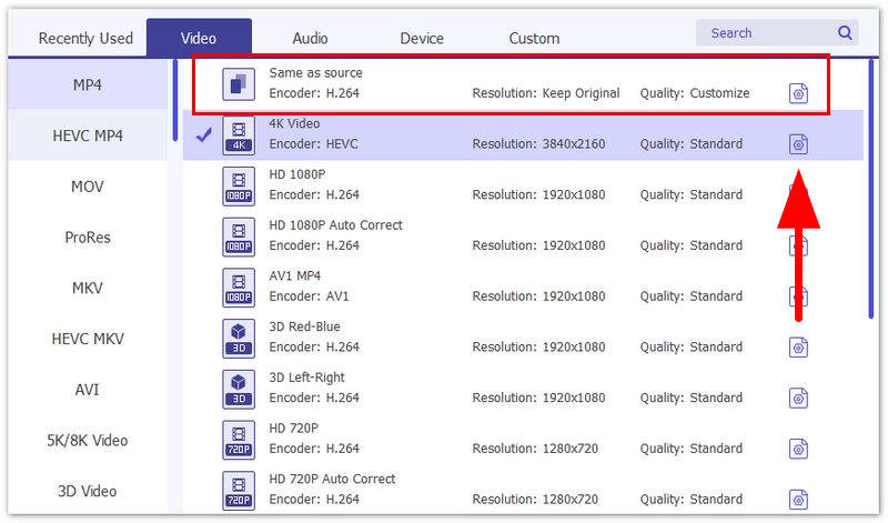 Aiseesoft Video Converter Output Format