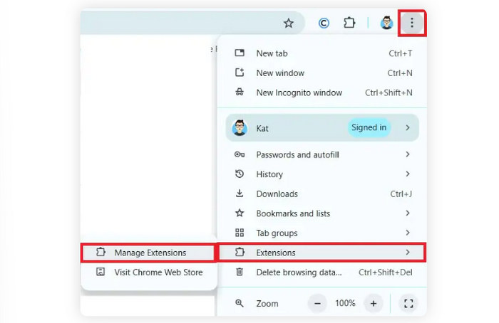 Disable Extensions Manage Extensions