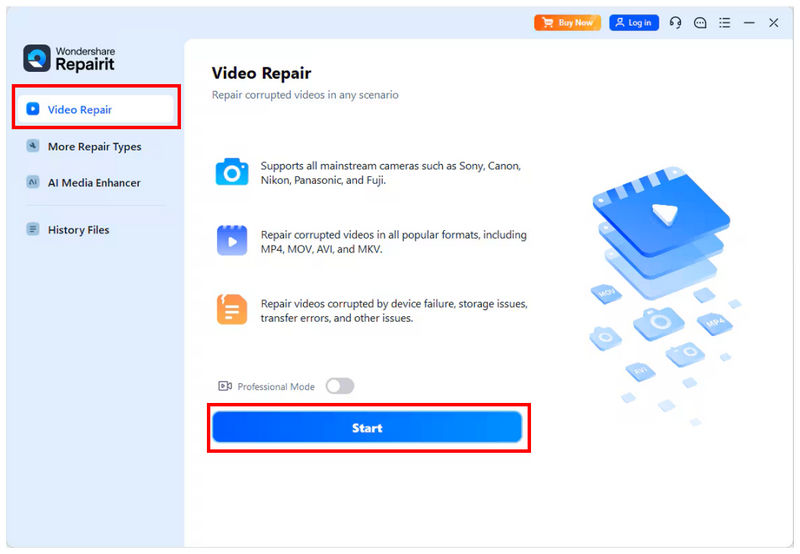 Wondershare Video Repair Start