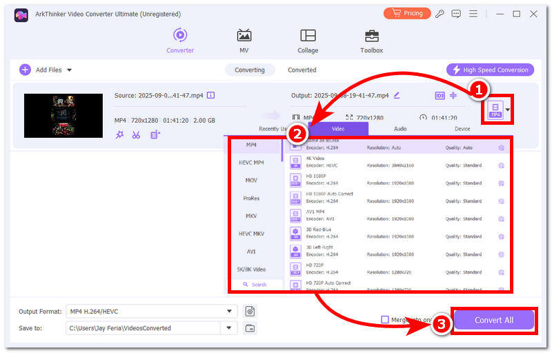 Select File Format Then Convert