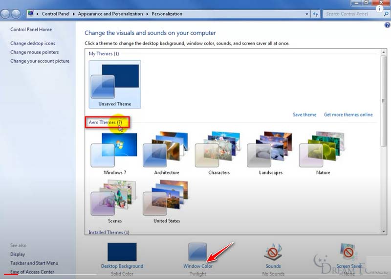 Choose Aero Theme