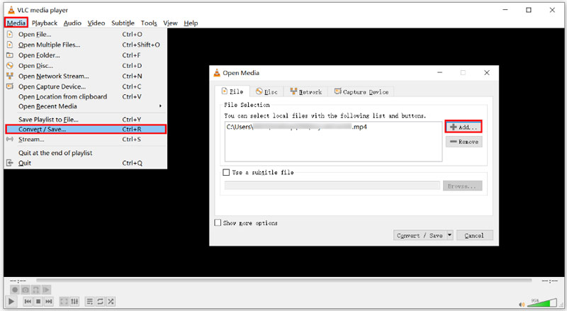 Add Video to VLC Compressing