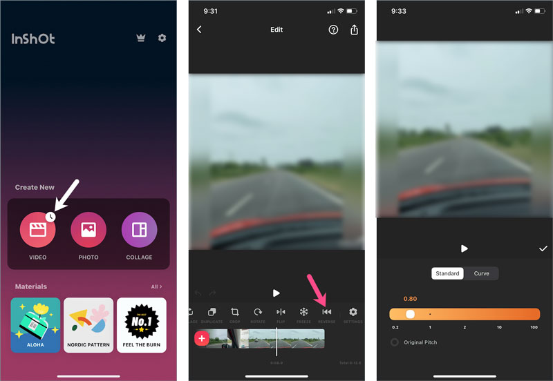 Reverse a Video On iPhone Inshot App