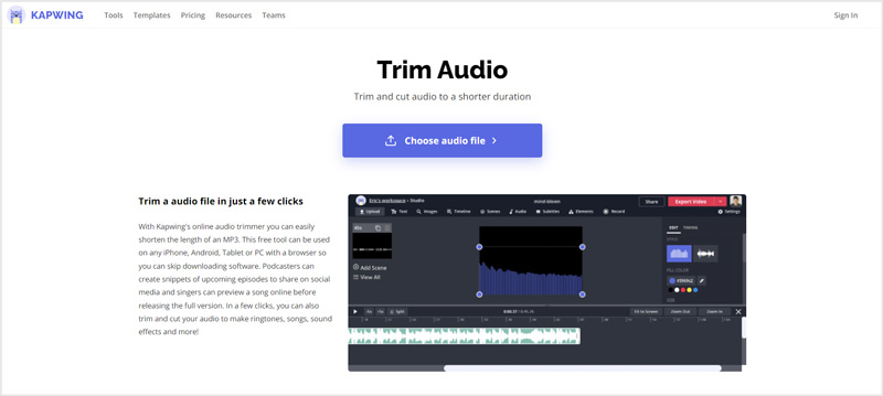 Kapwing Online Audio Trimmer
