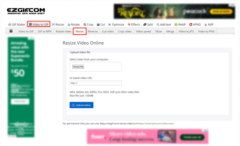 EZGIF Resize Video Online