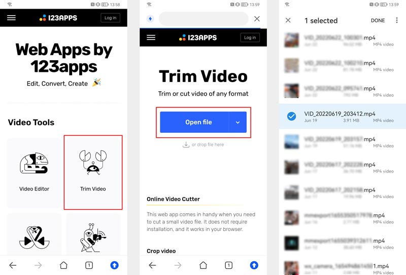 Cut Video Online Android 123apps