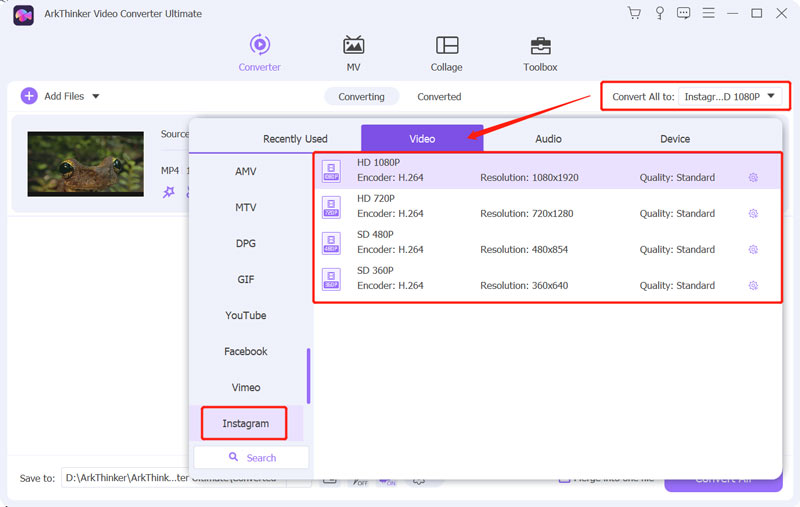 Convert Video for Instagram