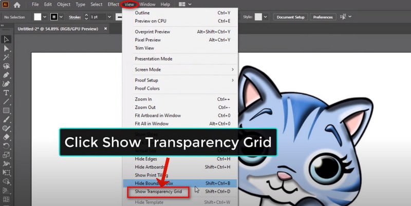 Click Show Transparency Grid