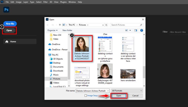 Open Image on Photoshop