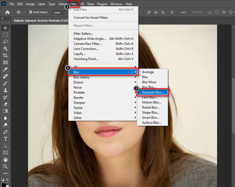 Select Filter Gaussian Blur
