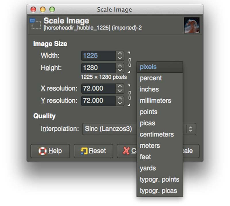 Adjust Image Size in Gimp